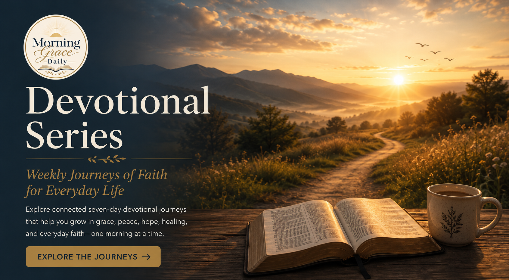 Morning Grace Daily weekly devotional series featuring connected journeys of trust, peace, grace, hope, and everyday Christian faith.