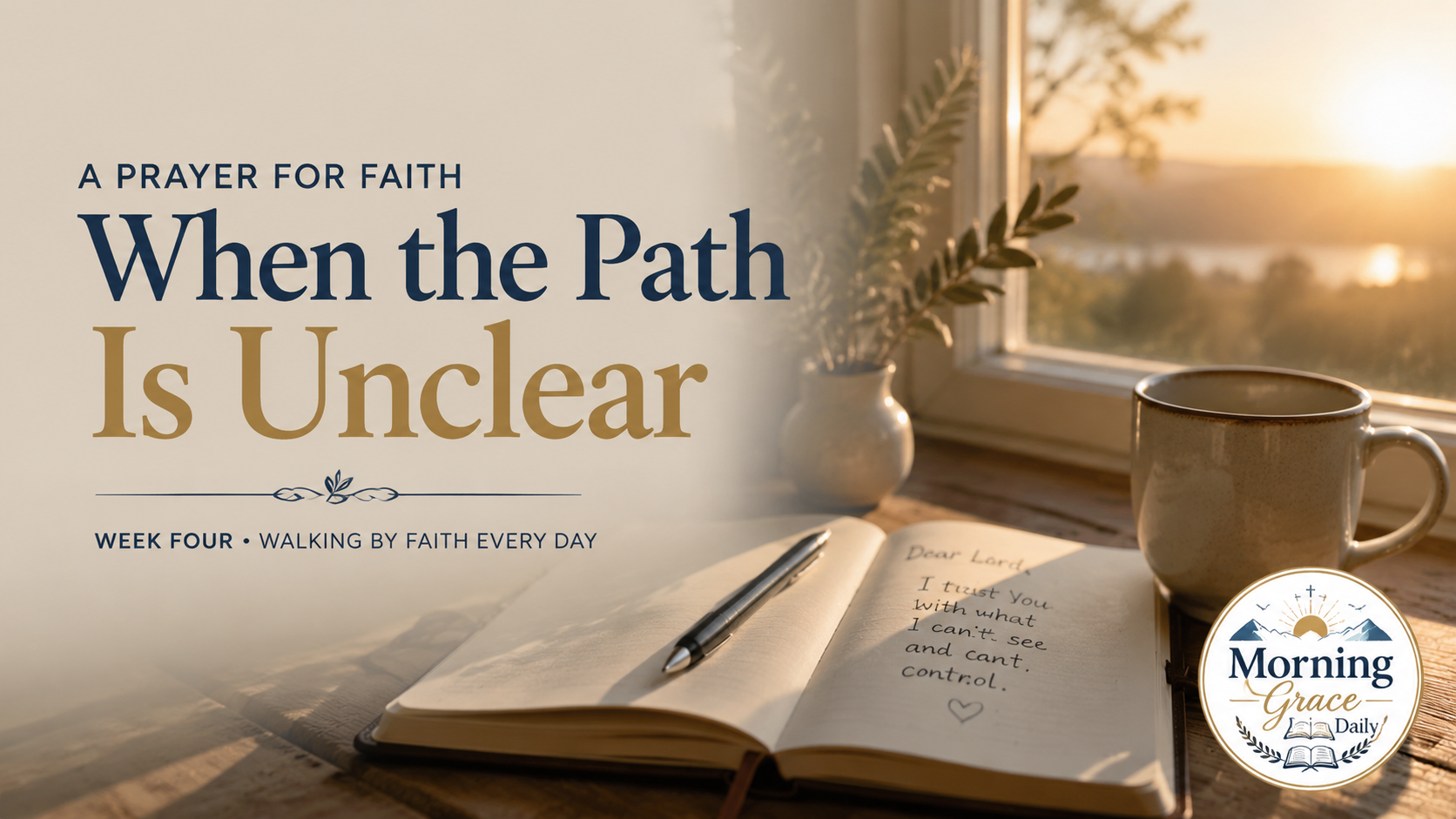 Prayer for faith when the path is unclear devotional image showing a peaceful moment of prayer and reflection.