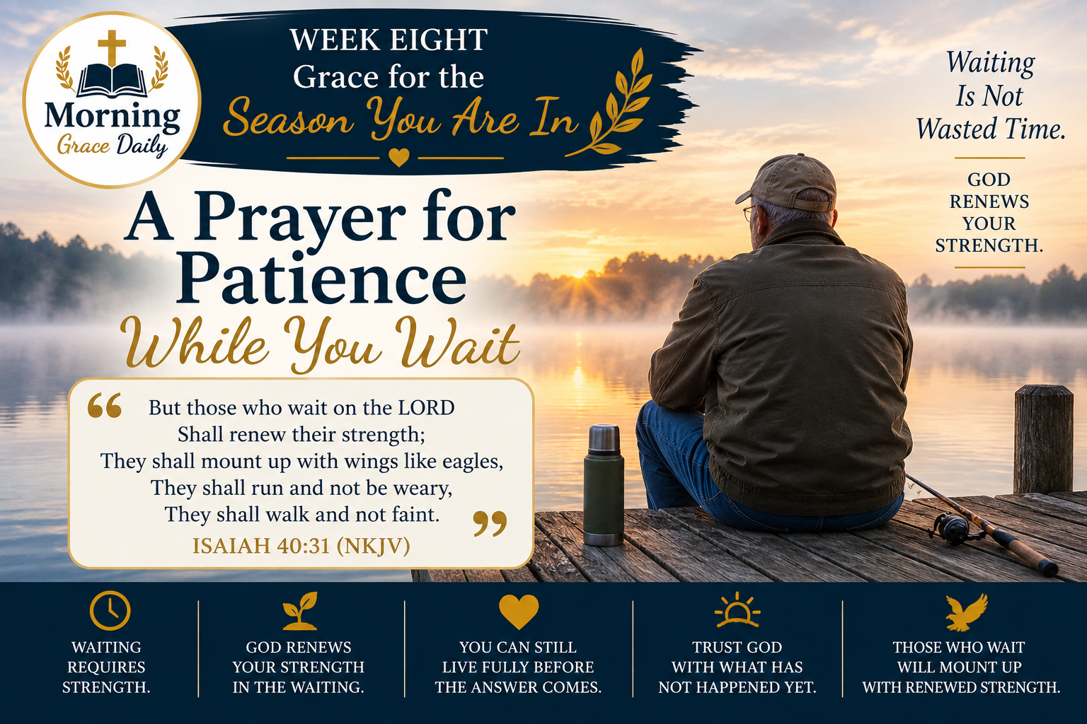Patience while waiting devotional image representing trusting God and living faithfully during a season when answers take time.