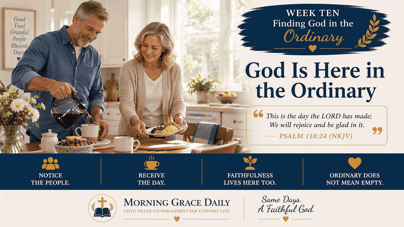 God is here today devotional image representing Gods presence in ordinary life, everyday routines, and simple moments of grace